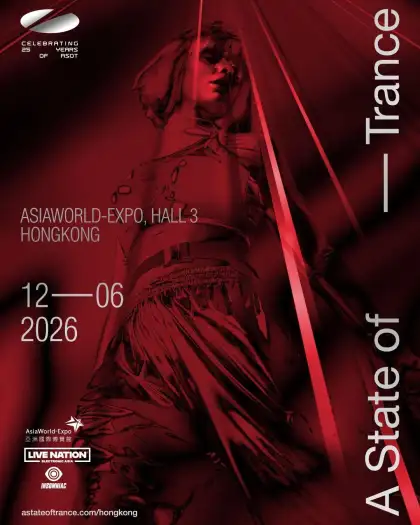 A red and black poster for ASOT 2026 in Hong Kong