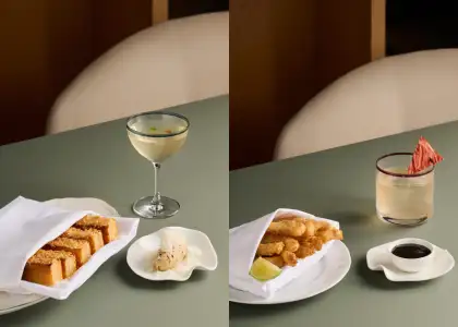 Two cocktails with two of Chef Pam's creations
