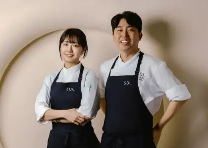 Chef Kim Gwan-ju, Head Chef, alongside SOL's Pastry Chef Kylie Yang