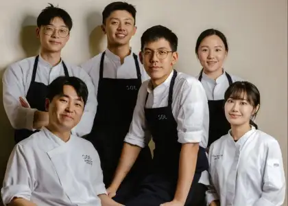 Head Chef Kim Gwan-ju with Pastry chef Kylie Yang and team at SOL modern Korean restaurant