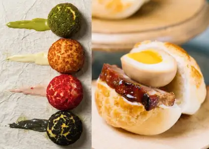 Crispy Pineapple Bun Puffs and Char Siu Molten Egg Pineapple Bun