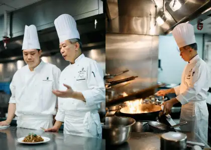 Chef Lau mentoring another chef