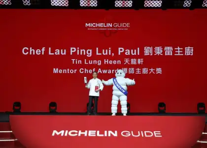 Chef Lau Ping Lui winning the MICHELIN Mentor Chef Award