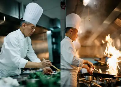 Chef Lau Ping Lui in the Tin Lung Heen kitchen