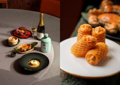 tasting menu, Deep-fried Shrimp and Hairy Crab Roe Spring Rolls