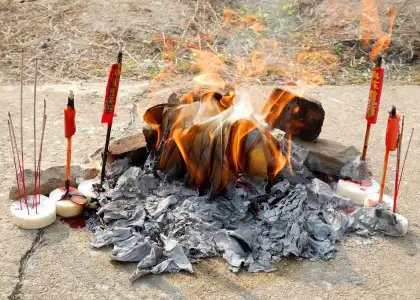 joss paper offerings being burned ching ming festival