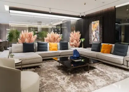 A modular sofa setup from Turri a brand known for versatile pieces that are well suited for individuals who crave eclecticism and personalization Large