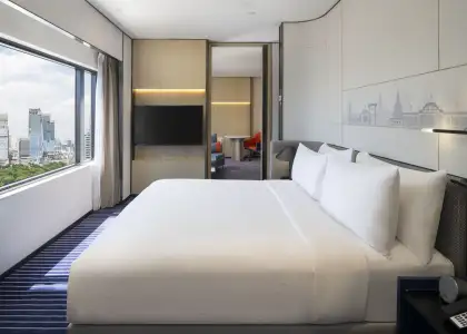 BKKCP 1 King Junior Suite Lumpini View Kitchenette Bedroom