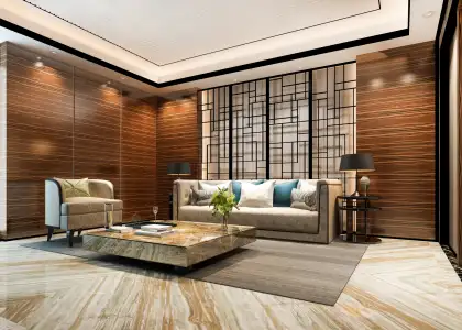 3d rendering luxury classic wall in living room an C7 T4 GW5