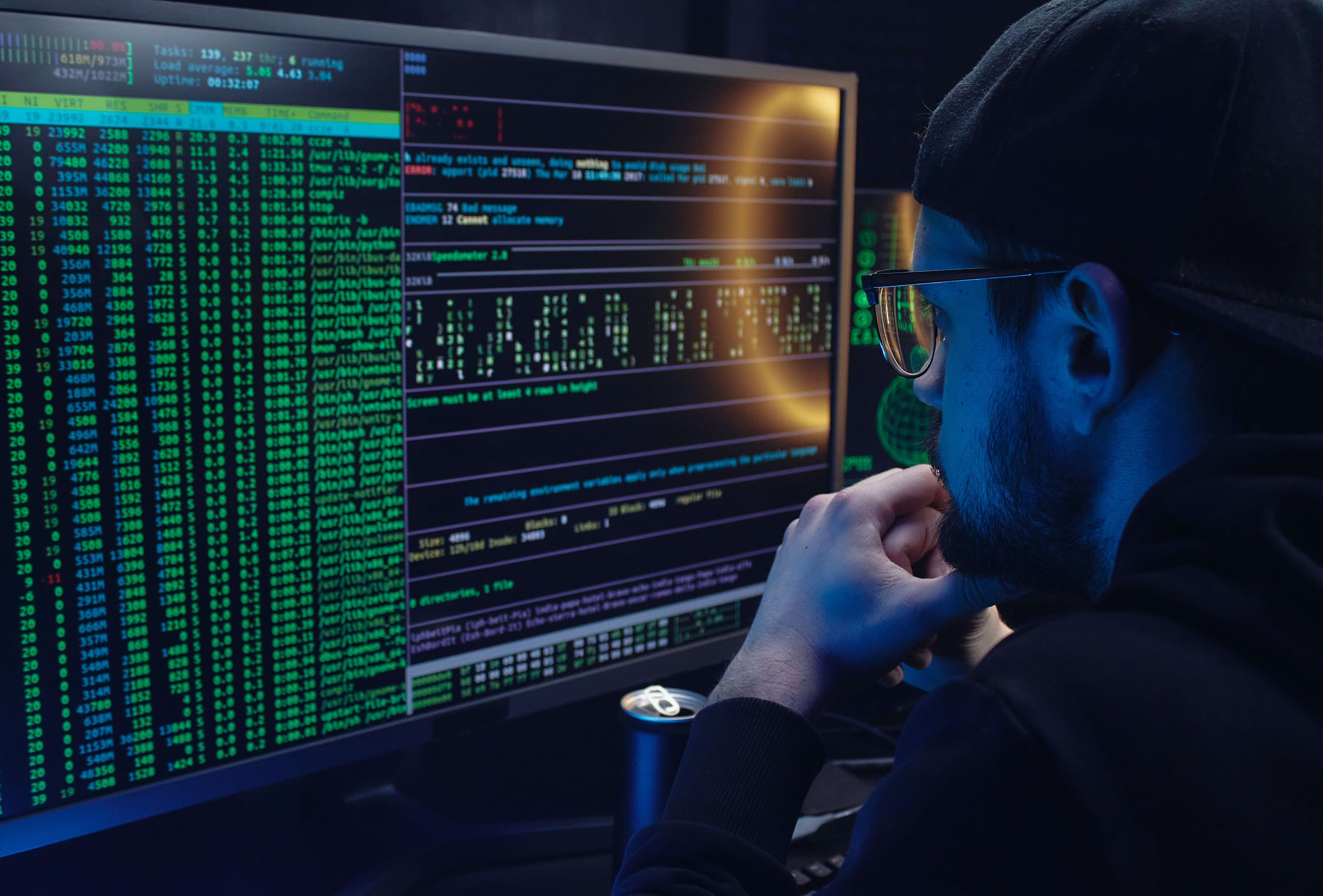man reading a code