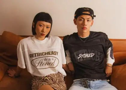 Two models sporting Stoned & Co. shirts