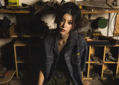 Female model poses for Against Lab