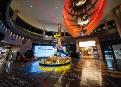 Dinosaur with Crown Art at The Showroom's Main Portal