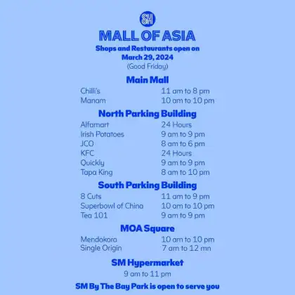 SM MOA Good Friday Schedule