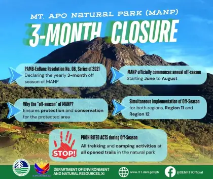 Mount Apo Natural Park (MANP) 3-Month Closure Announcement