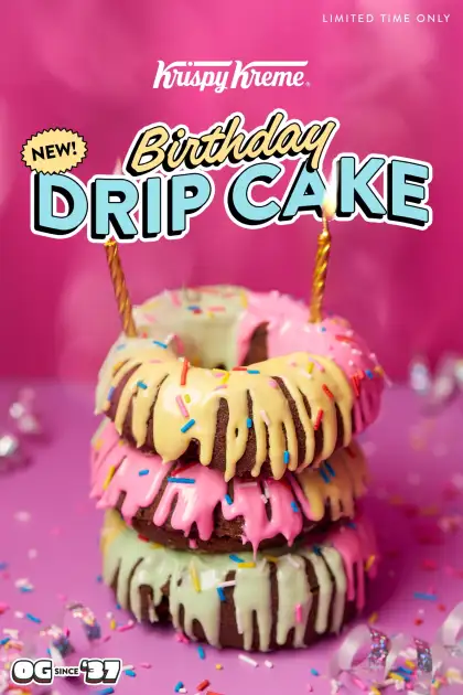 Krispy Kreme Birthday Drip Cake Doughnuts