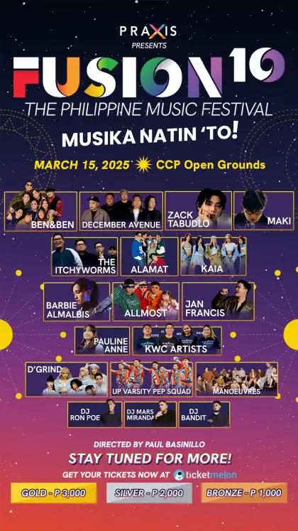The Fusion: The Philippine Music Festival 2025 lineup is headlined by Ben&Ben, December Avenue, and Zack Tabudlo
