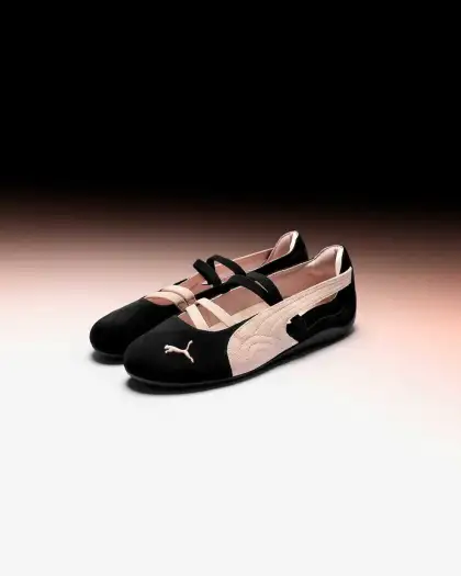 Stylish Puma ballerina shoes in black and pink, designed for comfort and elegance, perfect for everyday casual outfits.