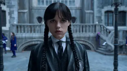Jenna Ortega clad in her Nevermore uniform for Wednesday Season 2