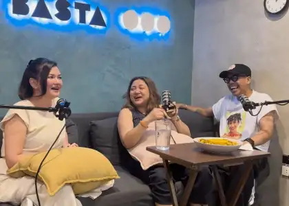 Ang Walang Kwentang Podcast with Antoinette Jadaone and JP Habac, alongside guest Angelica Panganiban