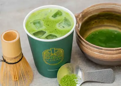 Iced matcha from Ujisan