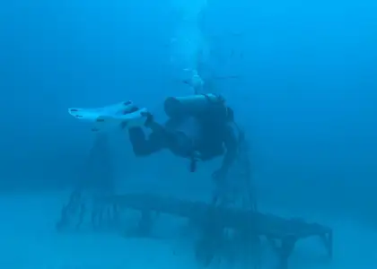 Diver attending to Discovery Coron's local reef