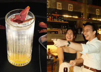 Mugen Bar's Peach Oolong Fizz and bargoers