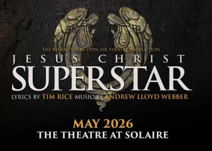 Jesus Christ Superstar performance at Solaire, featuring vibrant stage lights and a dynamic cast in costume.