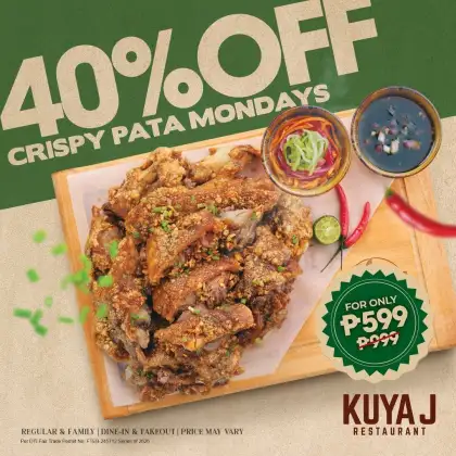 40 Off Kuya J Restaurant Crispy Pata Every Monday