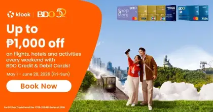Klook x BDO Weekends Up to P1000 OFF