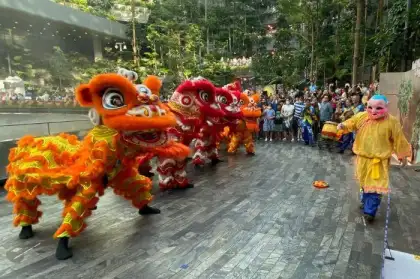 Jewel Changi Airport Lion and Dragon Dance Performance