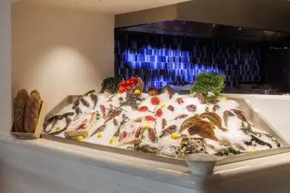 Fish Market at estiatorio Milos Showcasing 15 Fish Varieties
